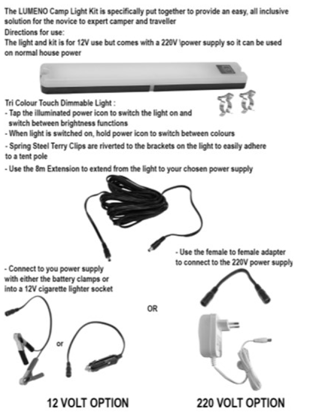 Lumeno Camp Light Kit - Pretoria Caravans & Outdoor